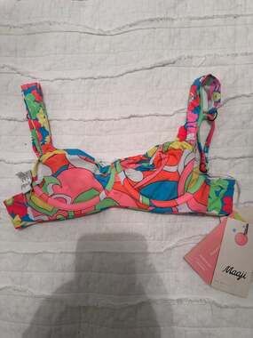 Maaji Women's Rainbow Groovy Floral Reversible Underwire Bikini Top